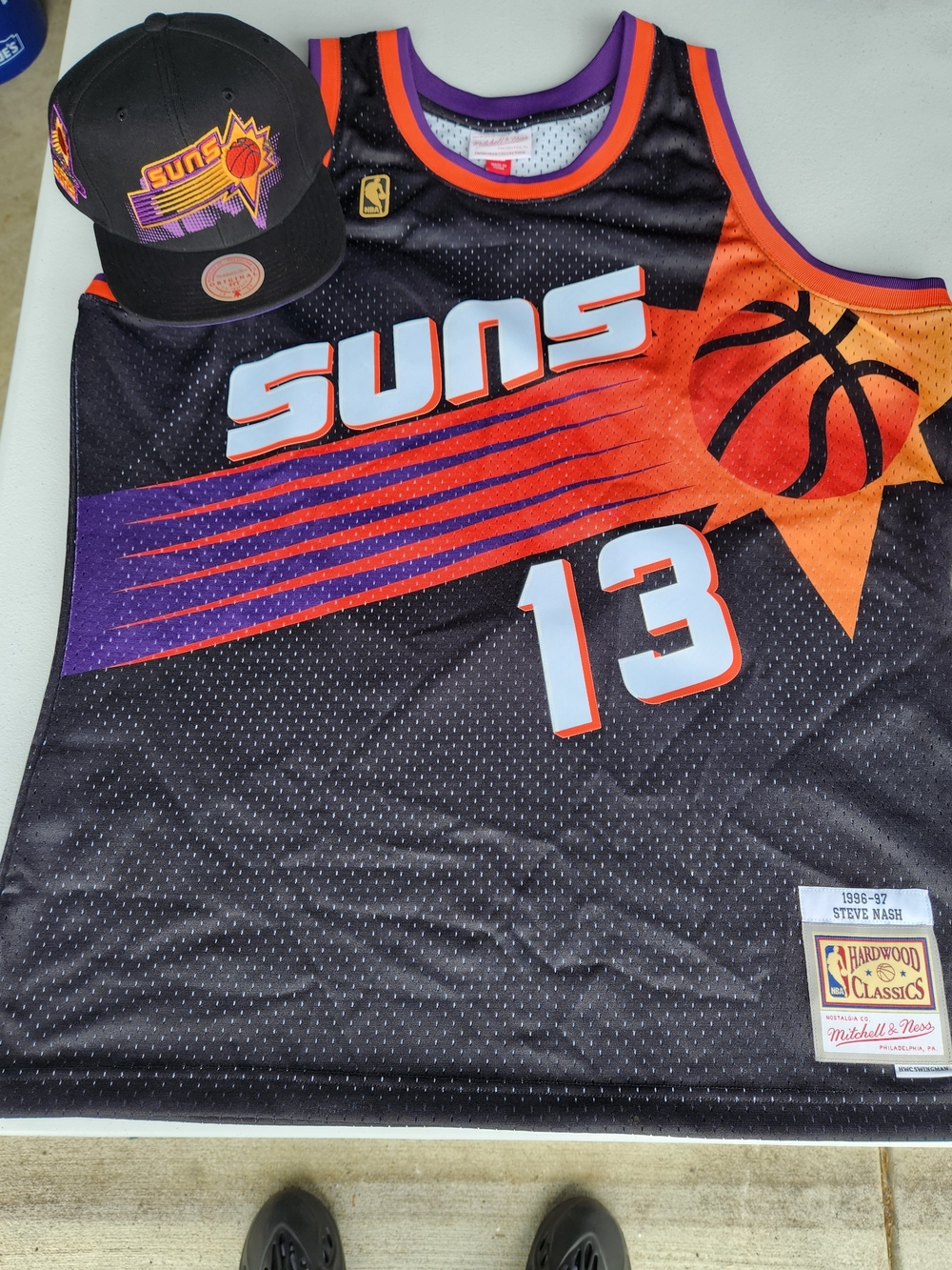 Mitchell & Ness Phoenix Suns #13 Steve Nash Black Orange Retro Jersey And Hat